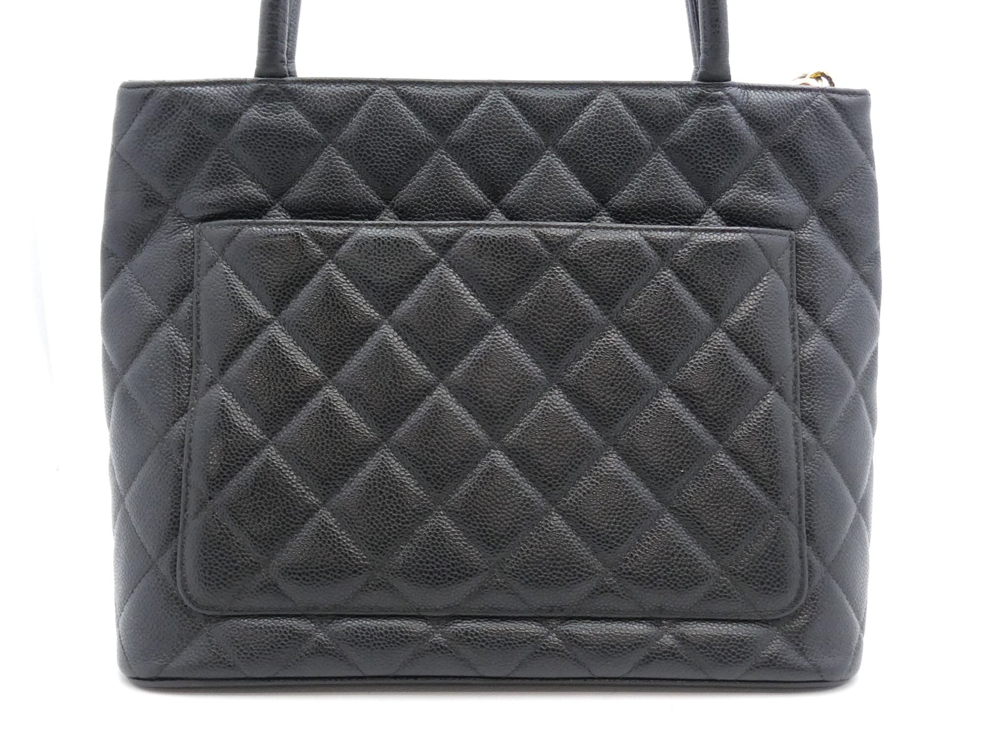 CHANEL Caviar Skin Reproduction Tote Bag with Coco Mark