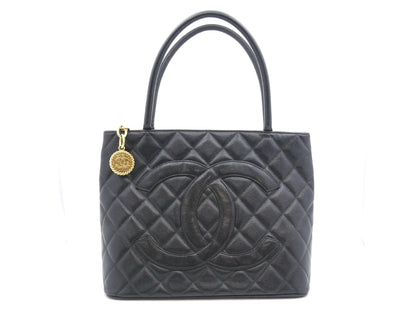 CHANEL Caviar Skin Reproduction Tote Bag with Coco Mark
