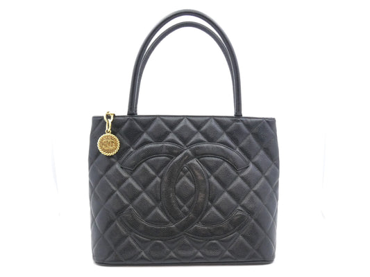 CHANEL Caviar Skin Reproduction Tote Bag with Coco Mark