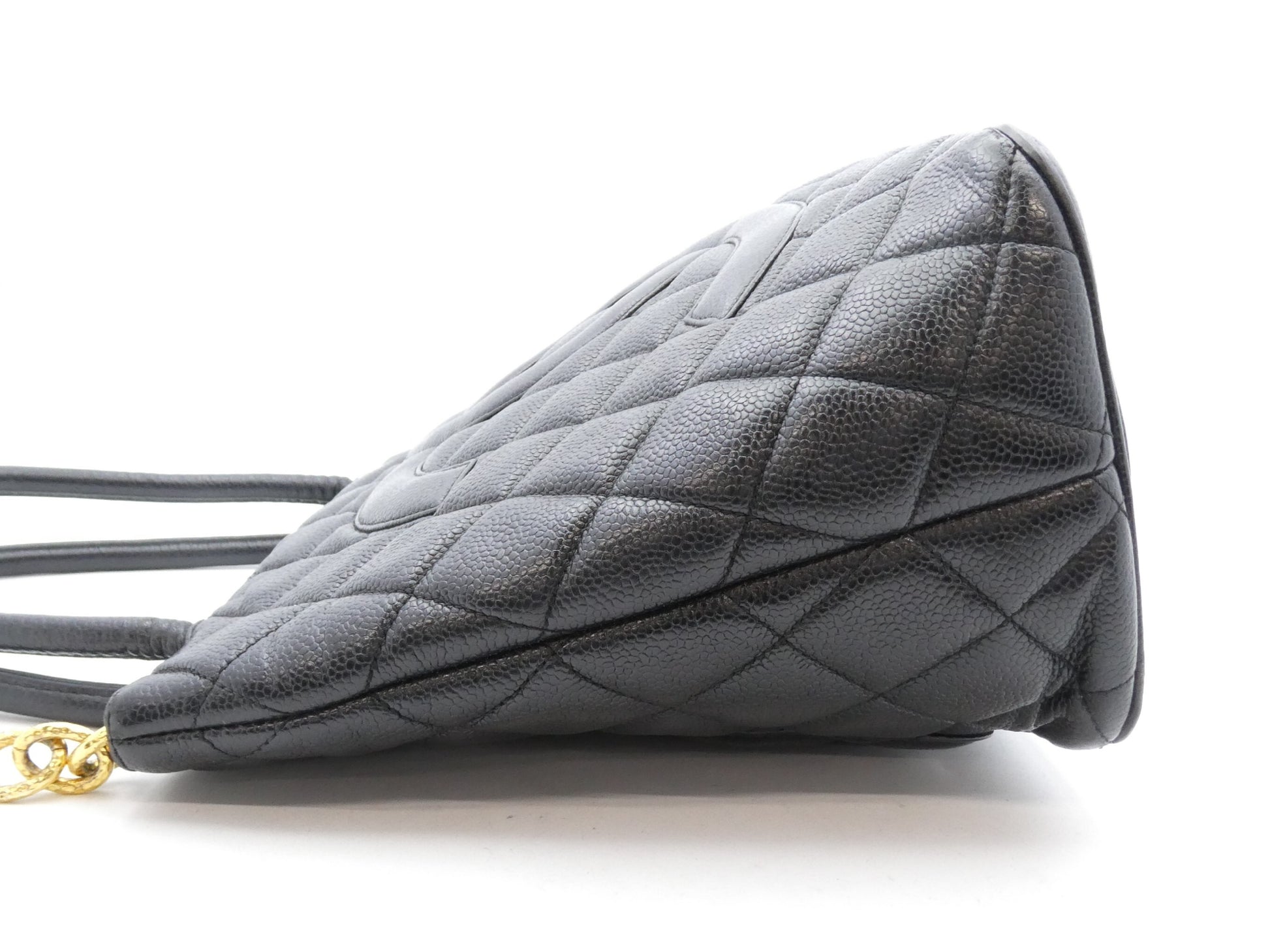 CHANEL Caviar Skin Reproduction Tote Bag with Coco Mark