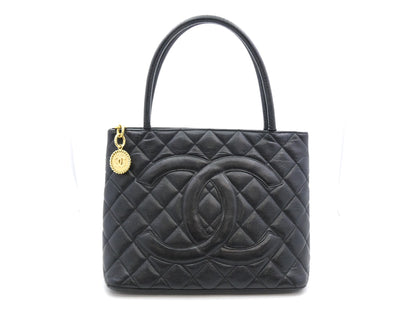CHANEL Caviar Skin Reproduction Tote Bag with Coco Mark