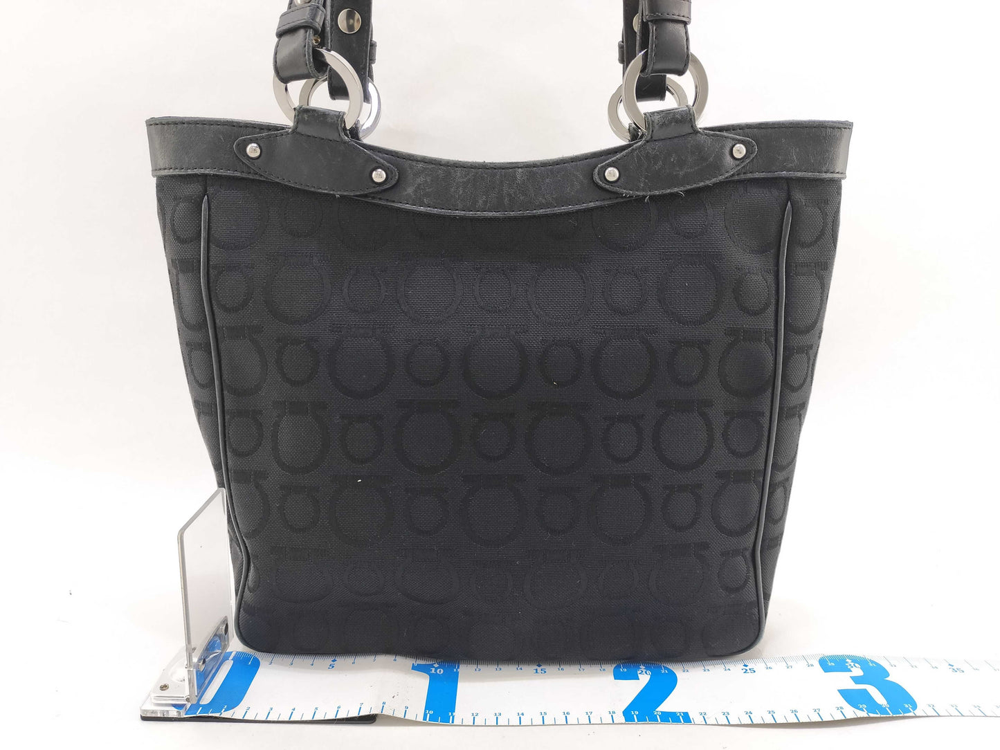 Salvatore Ferragamo Gancini canvas and leather shoulder bag tote bag