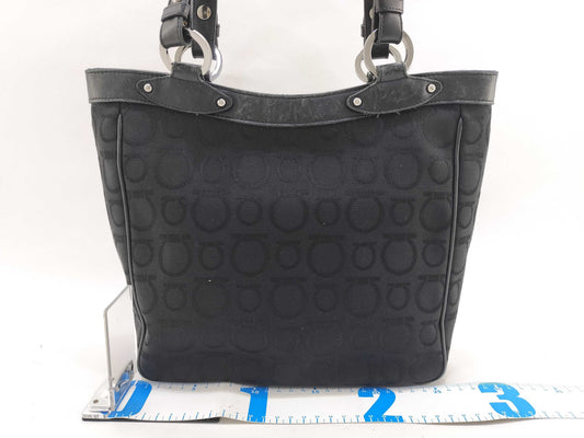 Salvatore Ferragamo Gancini canvas and leather shoulder bag tote bag