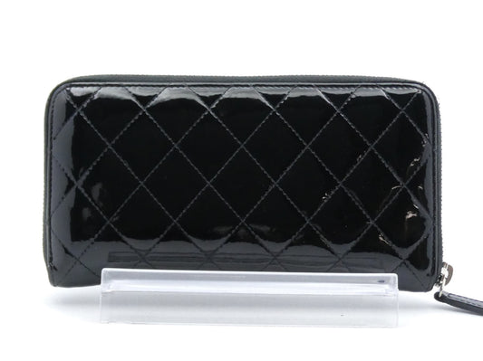 CHANEL Matelasse Coco Mark Enamel Round Zip Wallet