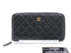 CHANEL Matelasse Coco Mark Caviar Leather Round Zip Wallet