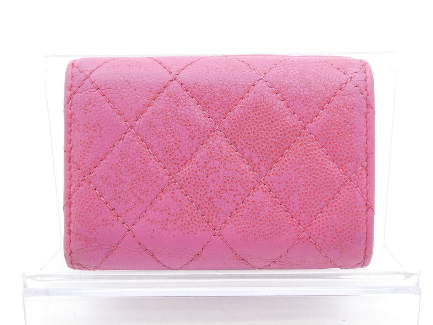 CHANEL Caviar Skin Matelasse Coco Mark Caviar Skin Tri-fold Wallet