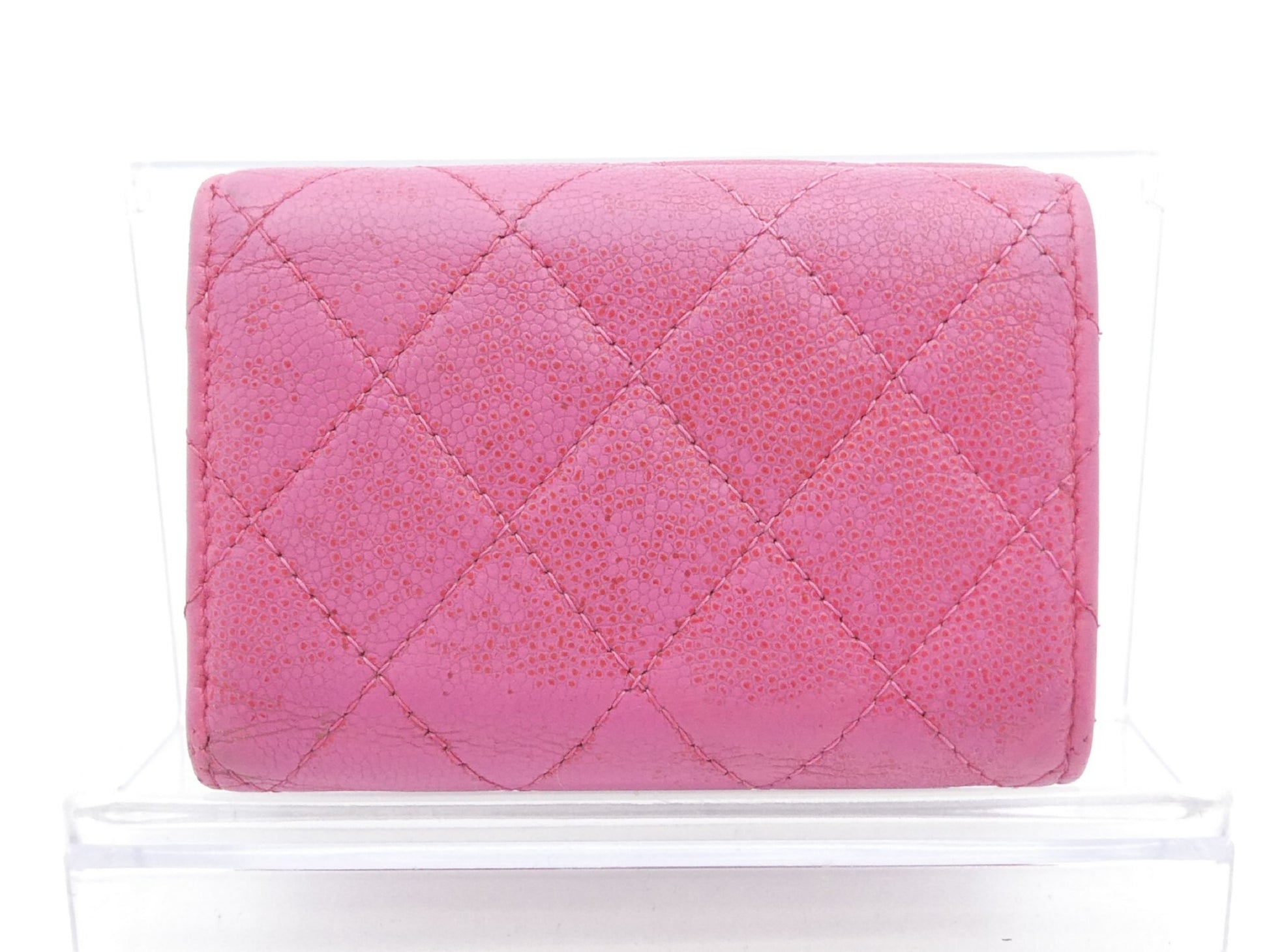 CHANEL Caviar Skin Matelasse Coco Mark Caviar Skin Tri-fold Wallet