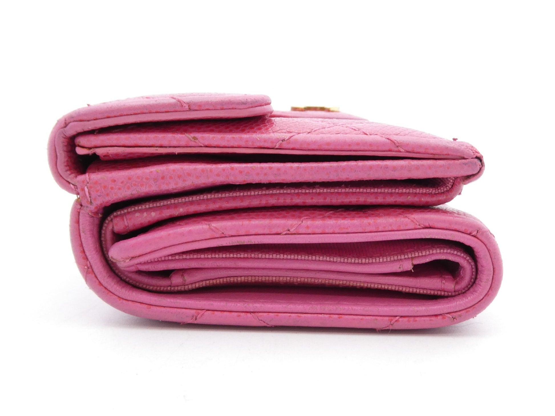 CHANEL Caviar Skin Matelasse Coco Mark Caviar Skin Tri-fold Wallet