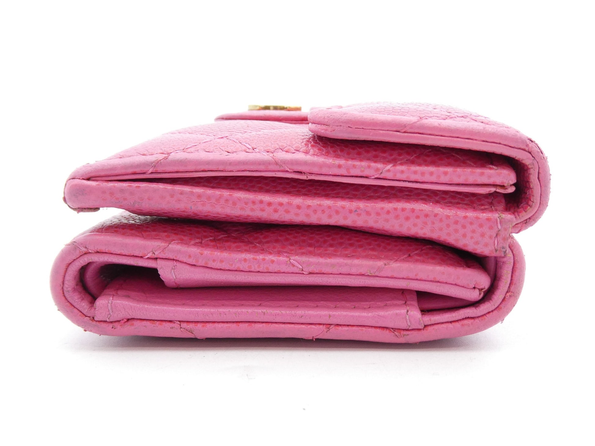 CHANEL Caviar Skin Matelasse Coco Mark Caviar Skin Tri-fold Wallet