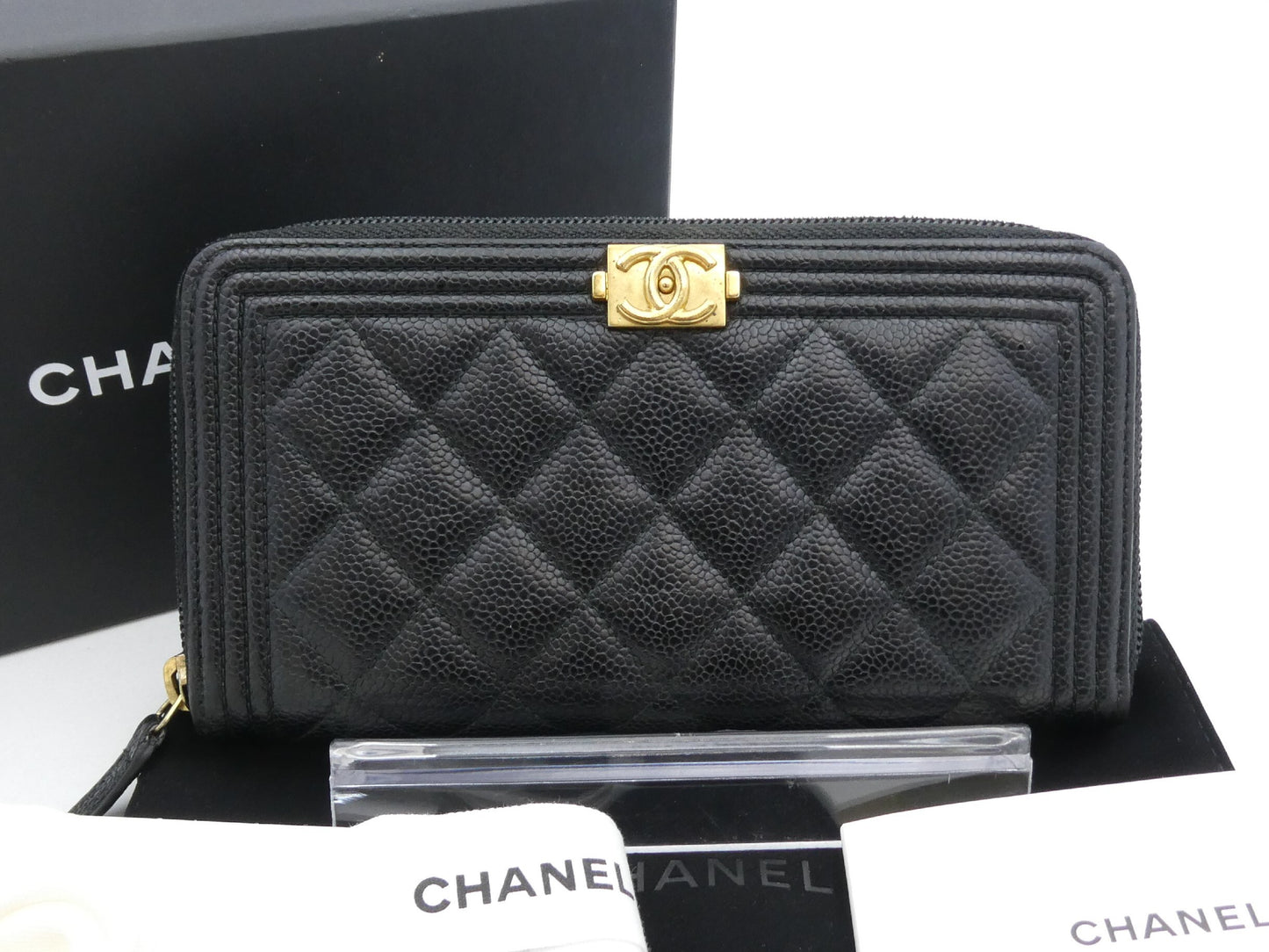 CHANEL Boy Chanel Matelasse Caviar Skin Wallet