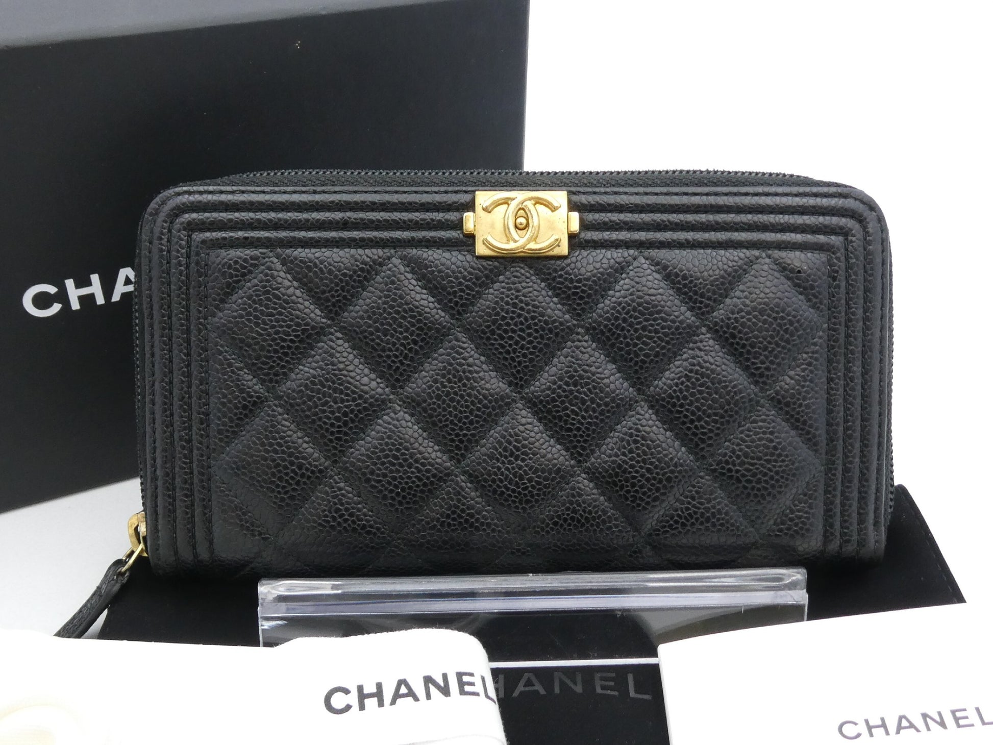 CHANEL Boy Chanel Matelasse Caviar Skin Wallet
