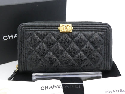CHANEL Boy Chanel Matelasse Caviar Skin Wallet