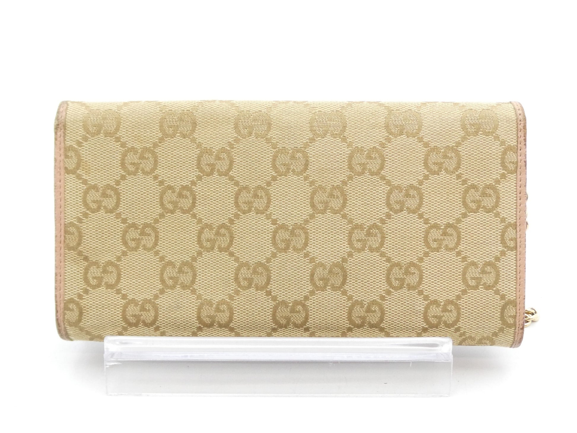 GUCCI GG Canvas Leather Chain Wallet Handbag