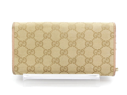GUCCI GG Canvas Leather Chain Wallet Handbag