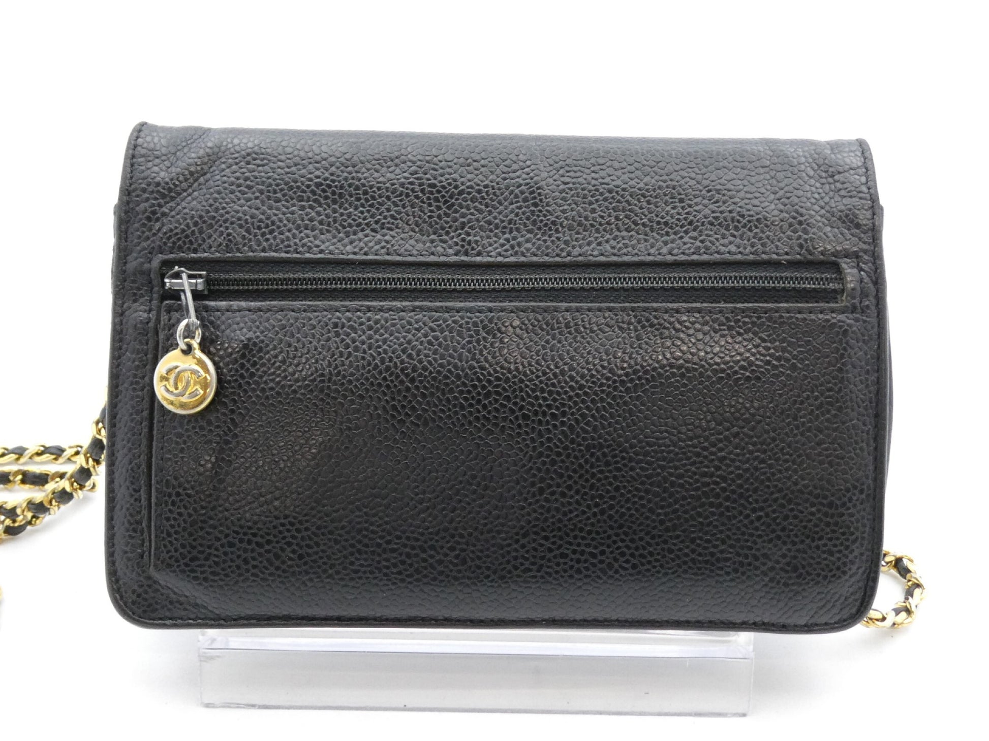 CHANEL Caviar Skin Coco Mark Chain Wallet Shoulder Bag