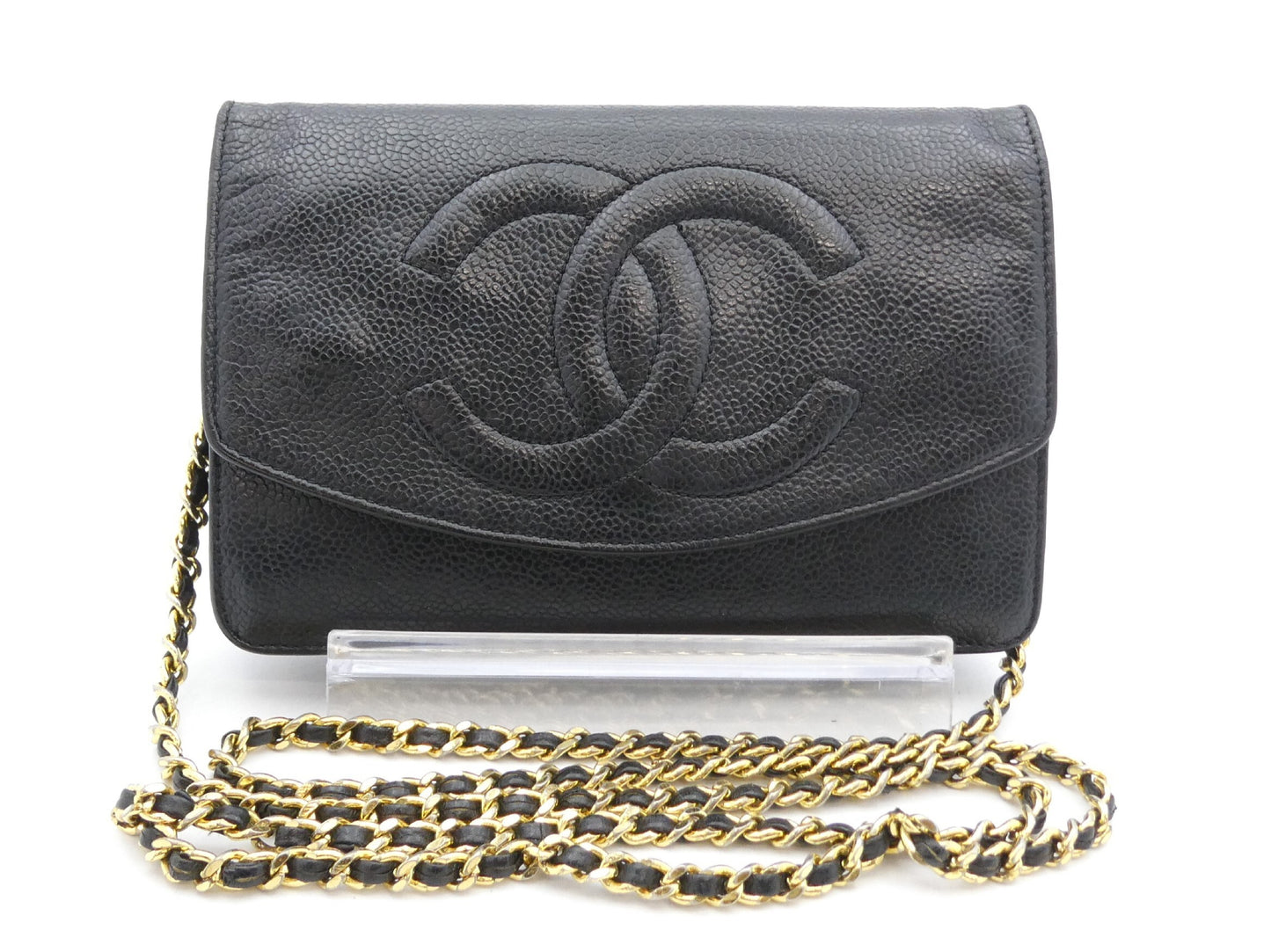 CHANEL Caviar Skin Coco Mark Chain Wallet Shoulder Bag