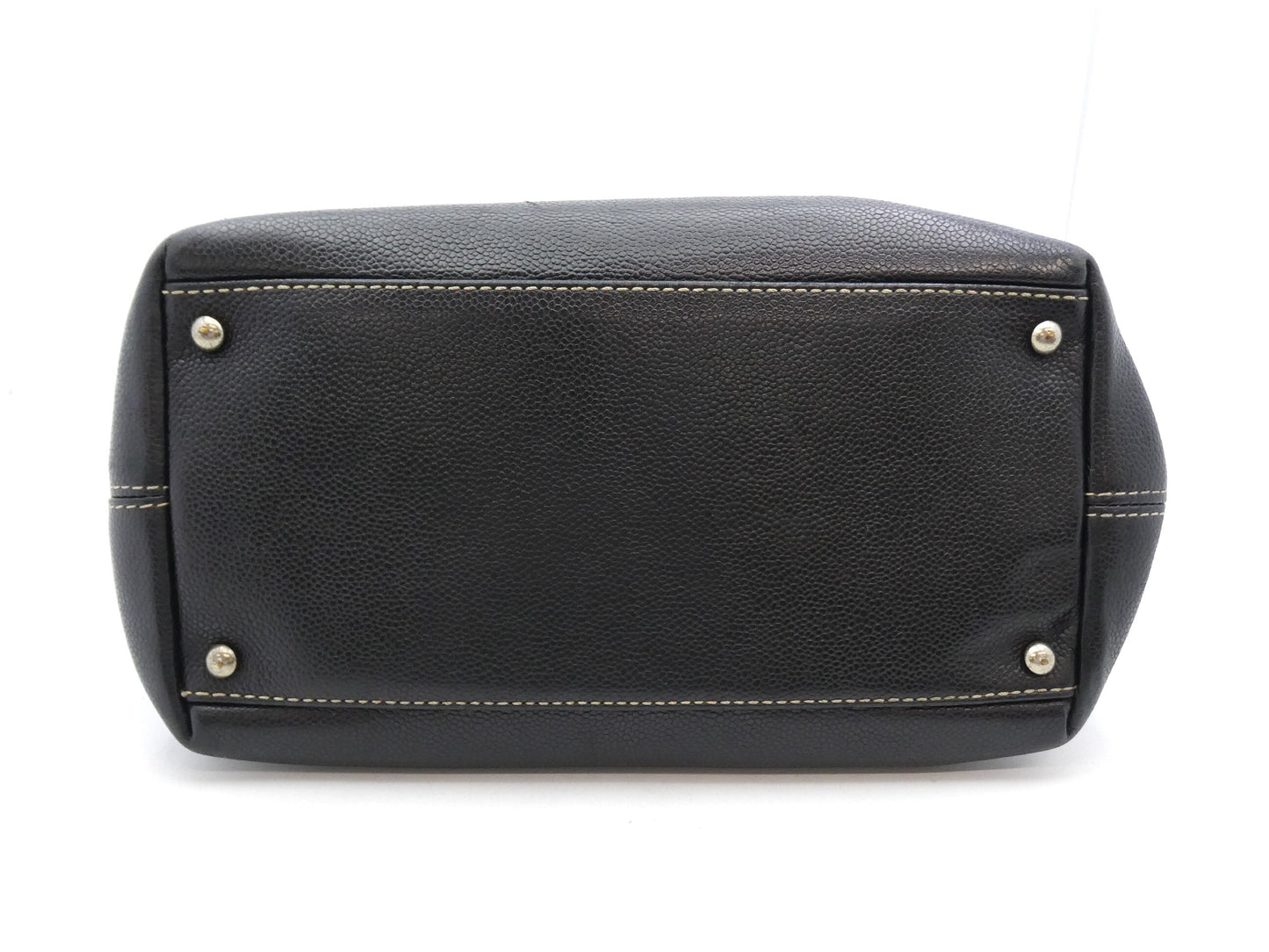 CHANEL Caviar Skin Coco Mark Turn Lock 2-Way Tote Bag