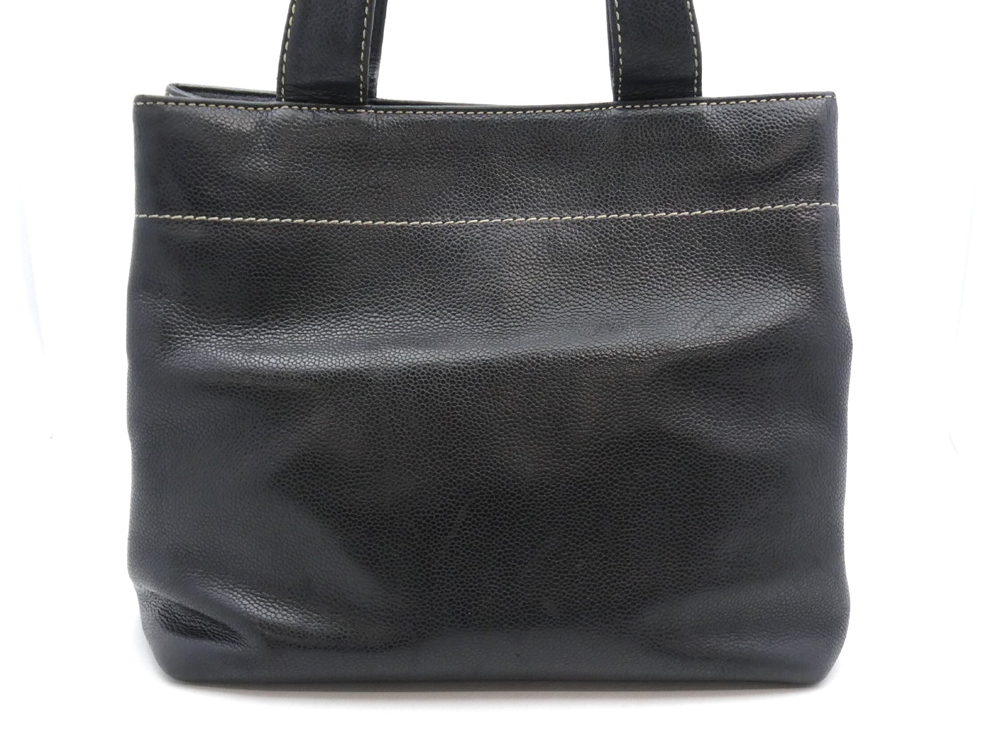 CHANEL Caviar Skin Coco Mark Turn Lock 2-Way Tote Bag