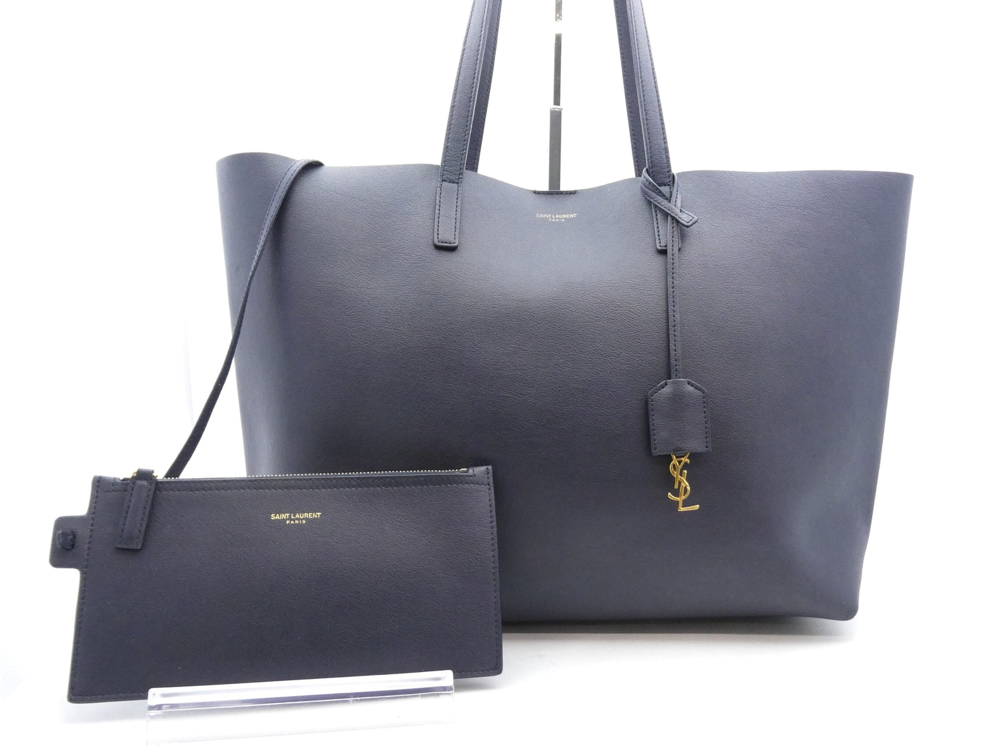 SAINT LAURENT YSL logo leather tote bag