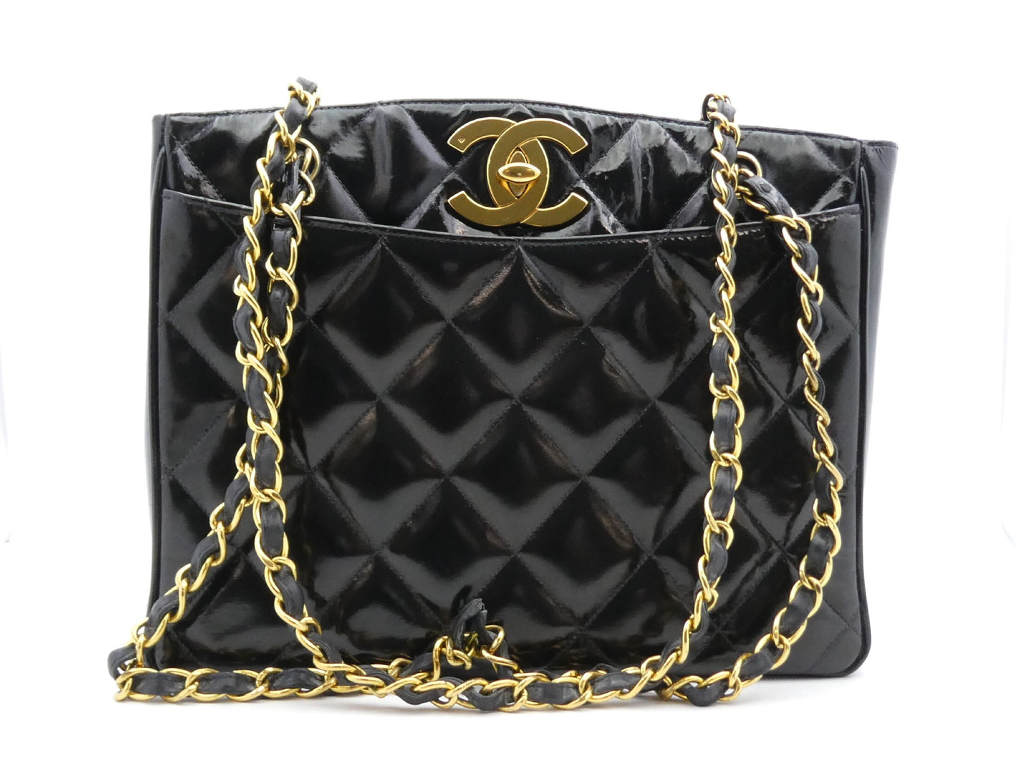CHANEL Matelasse Matelasse Enamel Coco Mark Chain Tote Bag