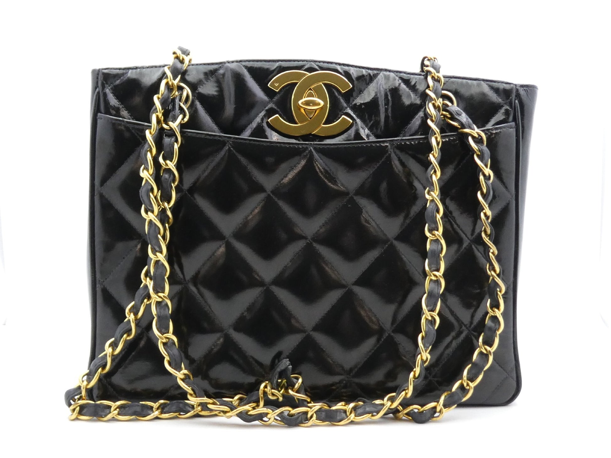 CHANEL Matelasse Matelasse Enamel Coco Mark Chain Tote Bag