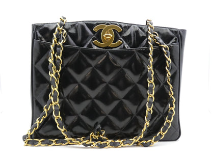 CHANEL Matelasse Matelasse Enamel Coco Mark Chain Tote Bag