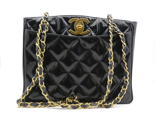 CHANEL Matelasse Matelasse Enamel Coco Mark Chain Tote Bag