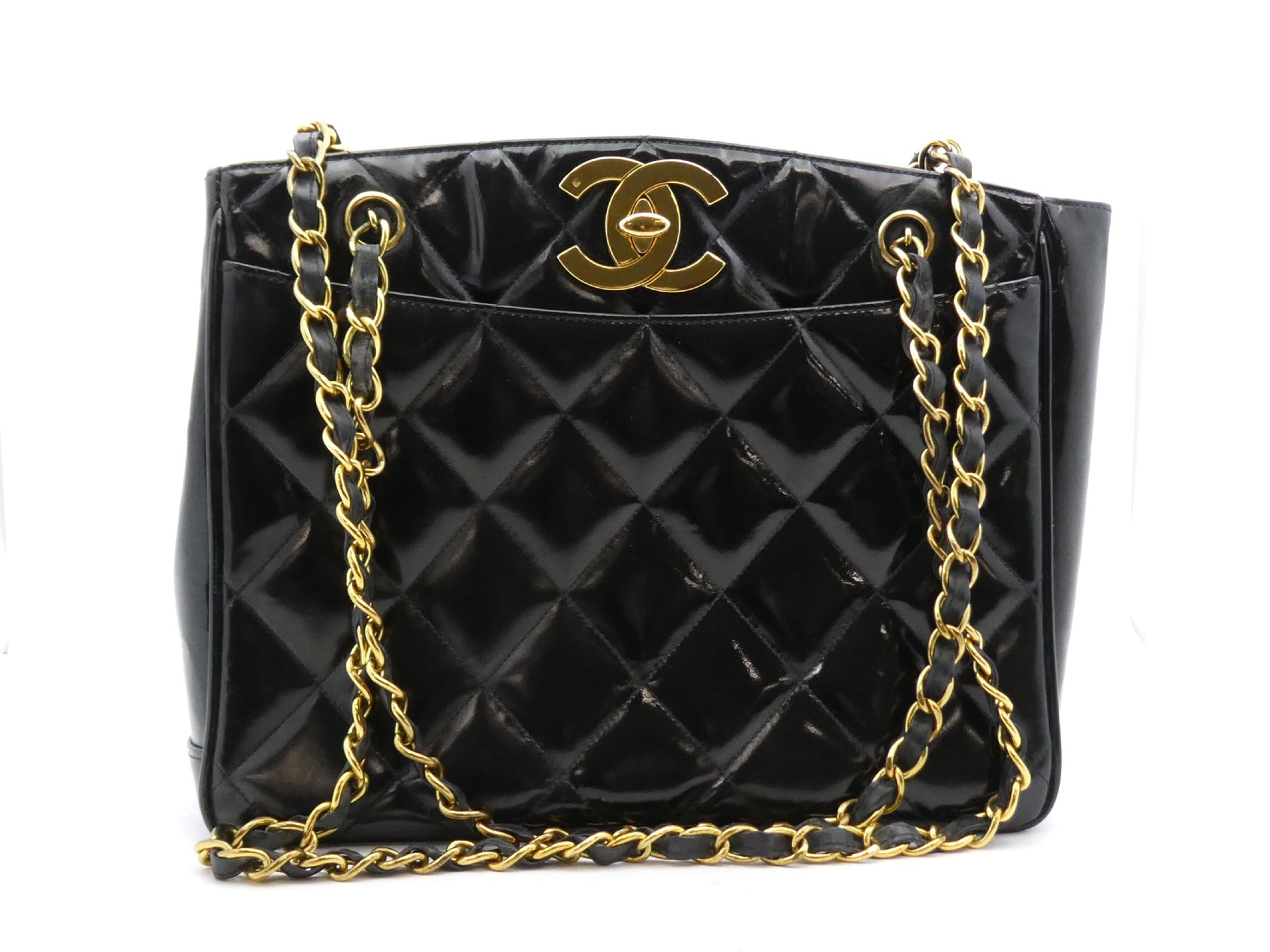 CHANEL Matelasse Matelasse Enamel Coco Mark Chain Tote Bag