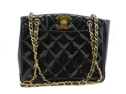 CHANEL Matelasse Matelasse Enamel Coco Mark Chain Tote Bag