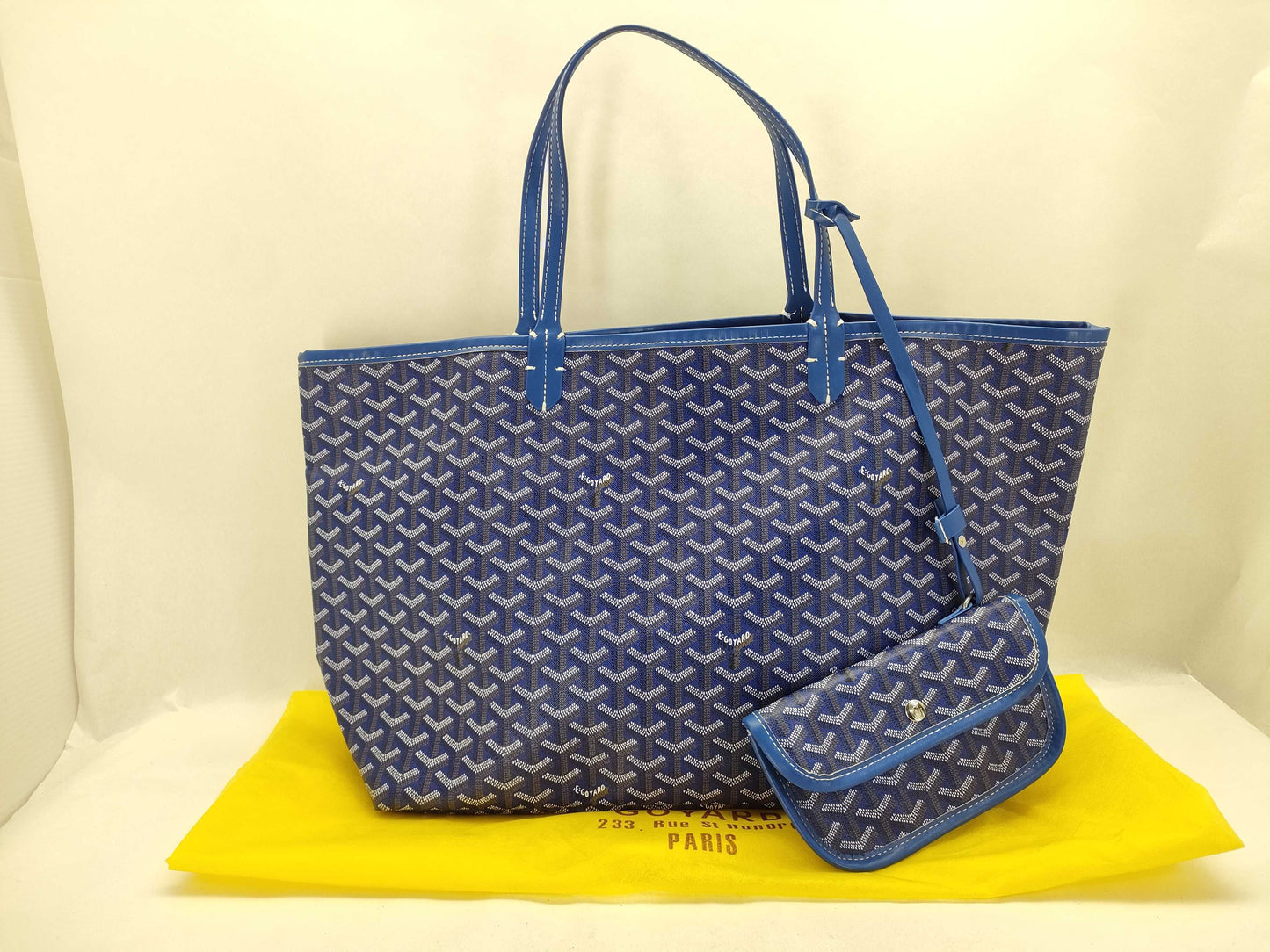 GOYARD GOYARD Saint Louis GM Large Tote Bag, Blue PVC with Pouch