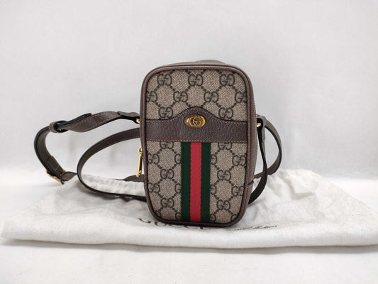 GUCCI GG Supreme Ophidia Shoulder Bag 546595 GG Supreme Canvas and Leather Shoulder Bag