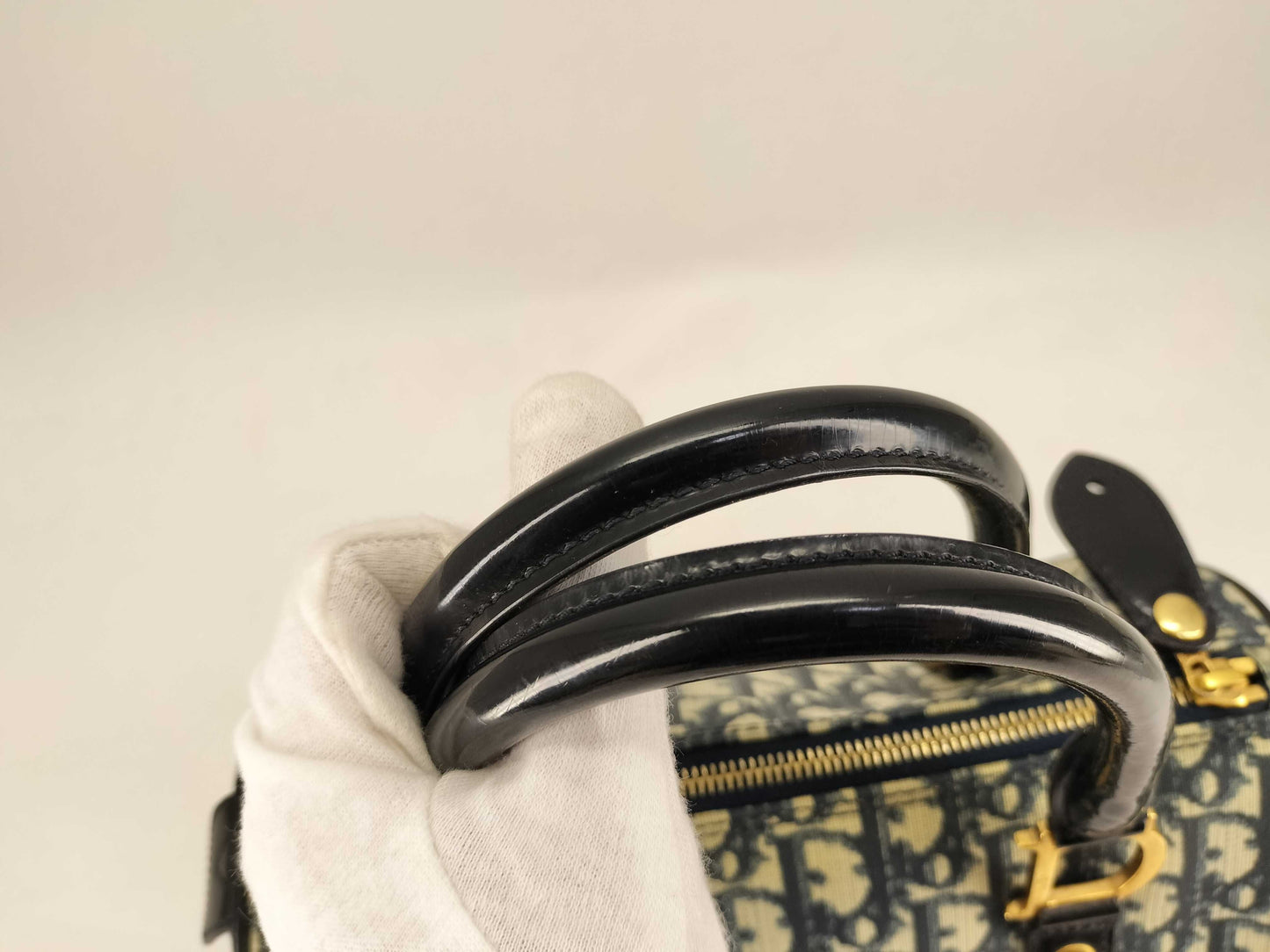 Dior Trotter Mini Boston Bag with CD Logo, PVC, and Gold Hardware.