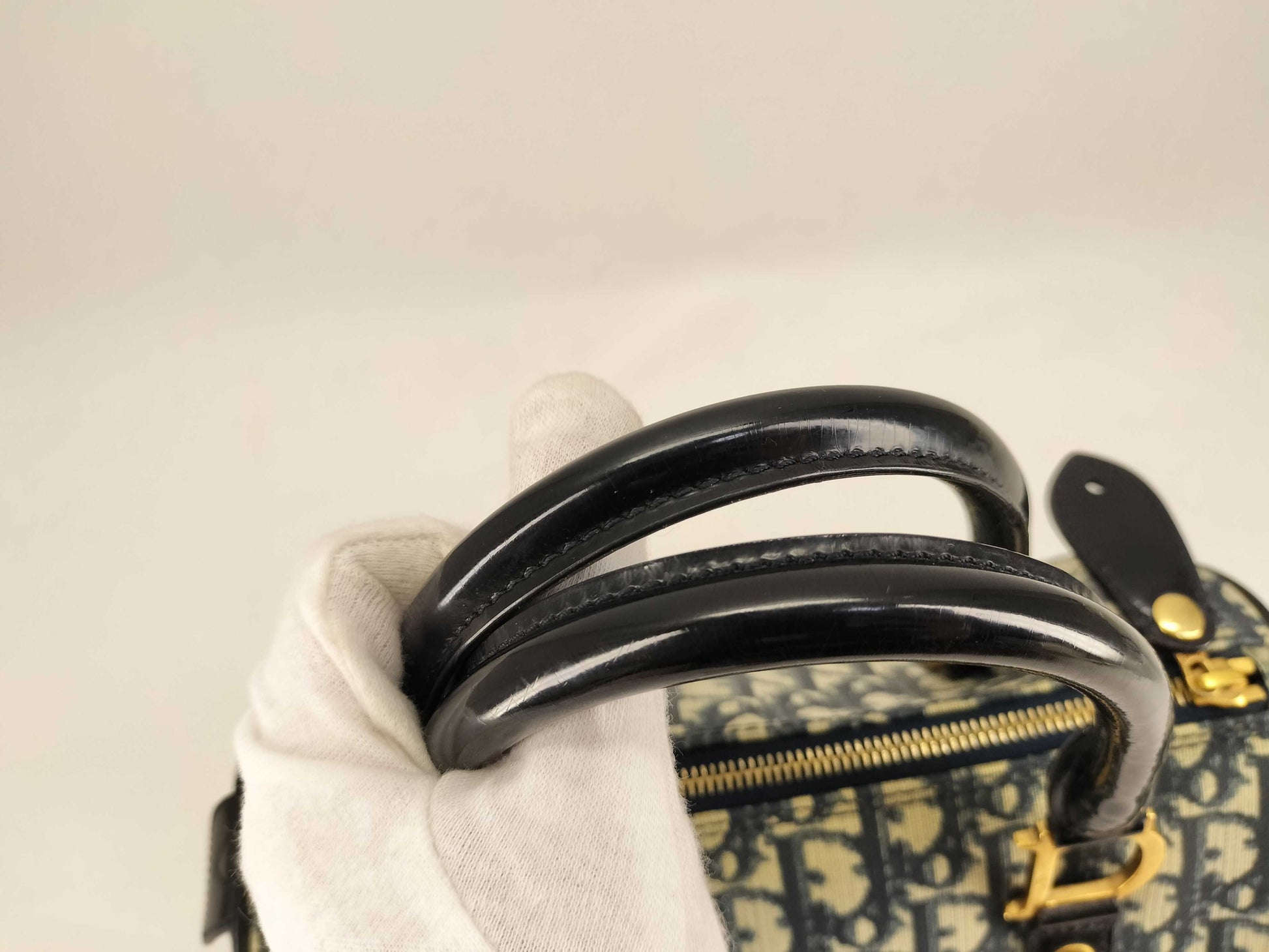 Dior Trotter Mini Boston Bag with CD Logo, PVC, and Gold Hardware.