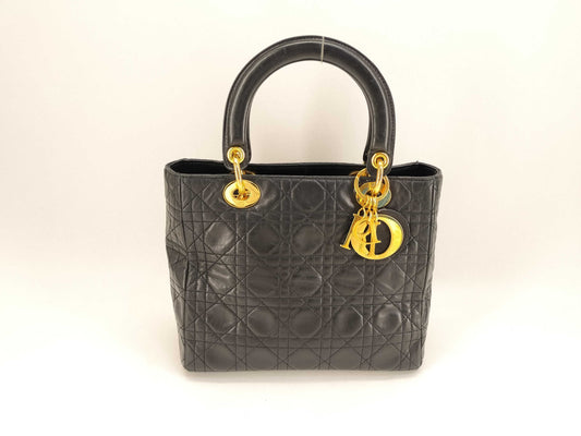 Dior Christian Dior Lady Dior Medium Cannage Lambskin Handbag with Gold Charm