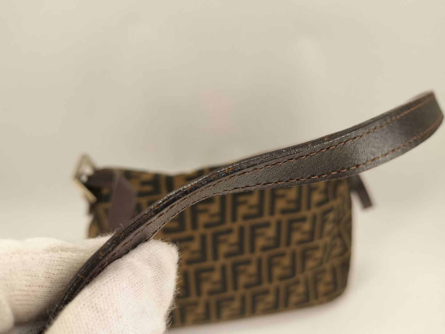 FENDI Mamma Bucket Shoulder Bag in Brown Canvas with Zucca Pattern