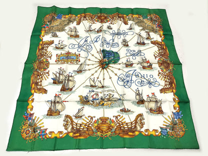 HERMES Carre HERMES Carre 90 Green Silk Scarf Other Accessories