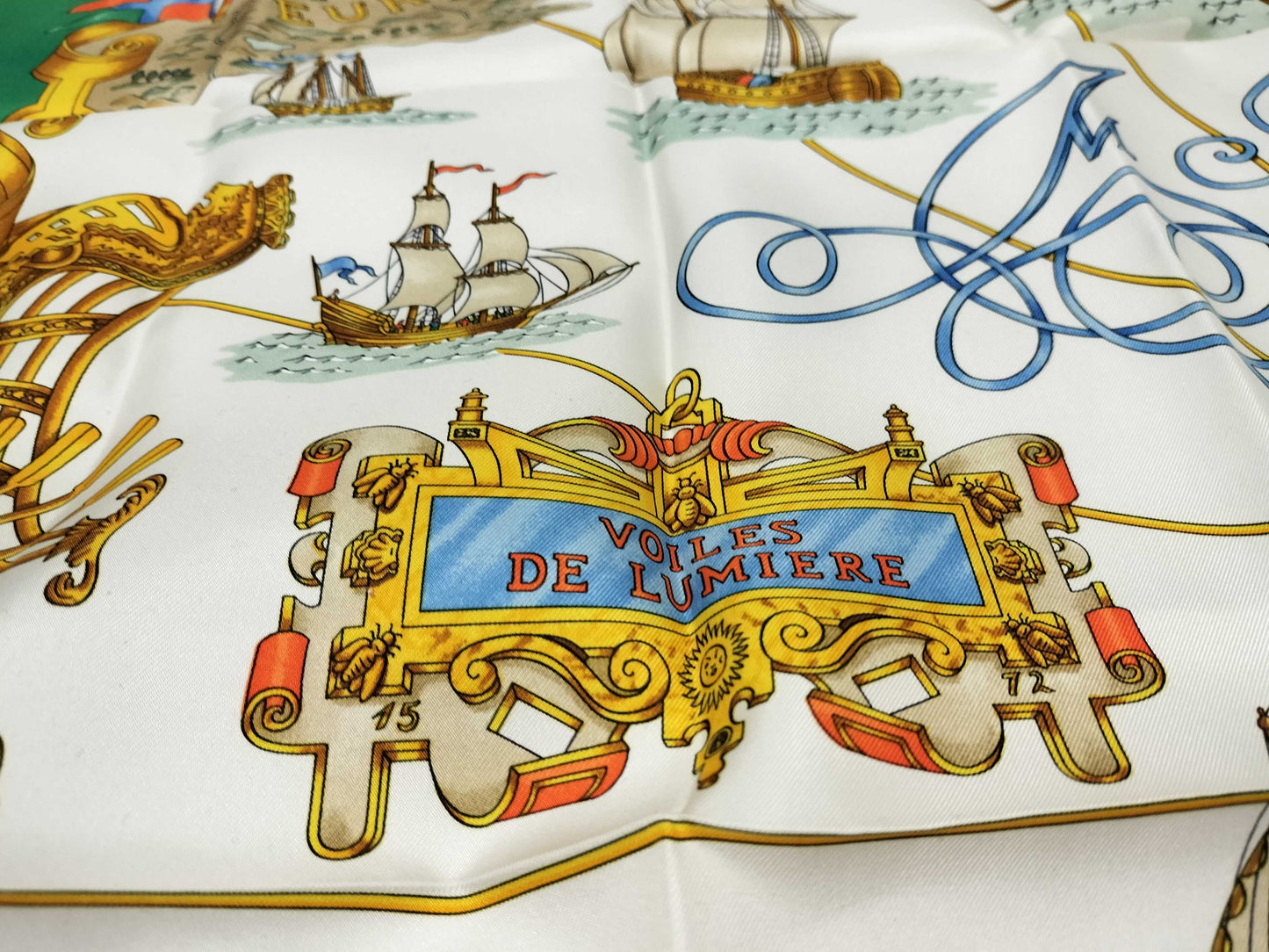 HERMES Carre HERMES Carre 90 Green Silk Scarf Other Accessories