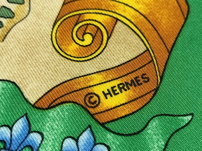 HERMES Carre HERMES Carre 90 Green Silk Scarf Other Accessories