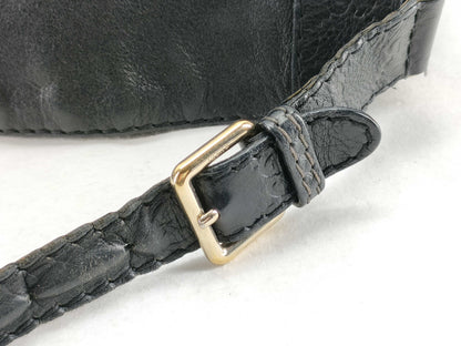 GUCCI Guccissima Gucci One-Shoulder Black Leather Shoulder Bag 203506