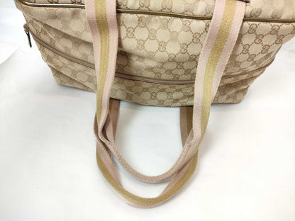 GUCCI GG Canvas Gucci Boston Bag Sherry Line GG Canvas Beige Pink Boston Bag