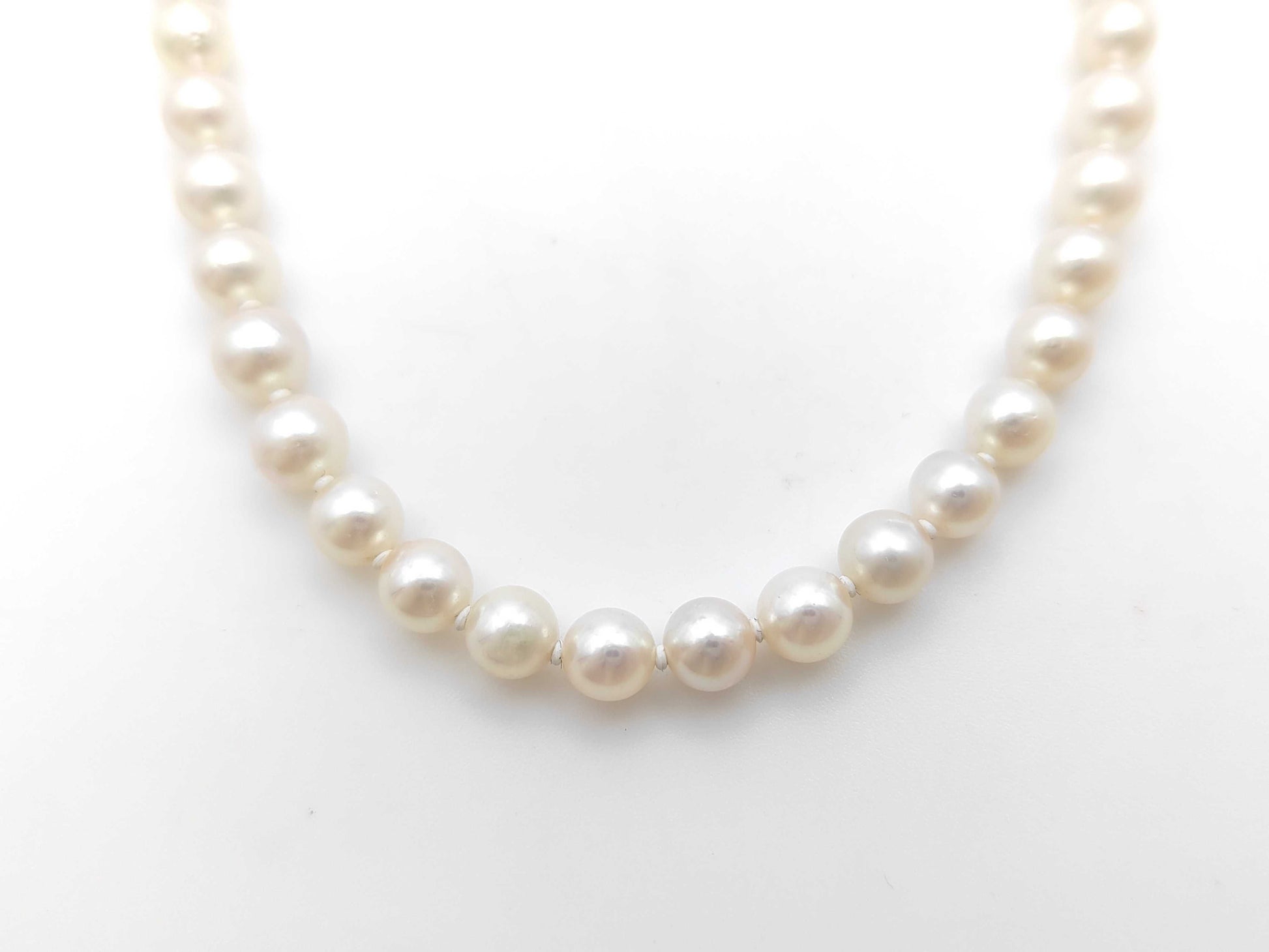 Pearl Necklace, Diameter: Approx. 6.1-6.5mm, Sterling Silver, 21.2g 