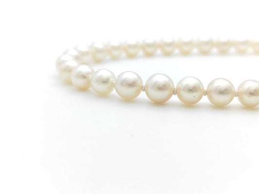 Pearl Necklace, Diameter: Approx. 6.1-6.5mm, Sterling Silver, 21.2g 