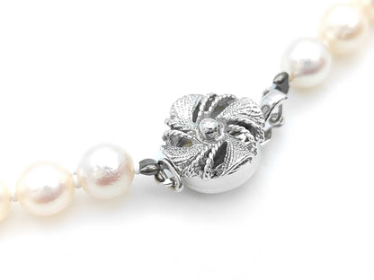 Pearl Necklace, Diameter: Approx. 6.1-6.5mm, Sterling Silver, 21.2g 