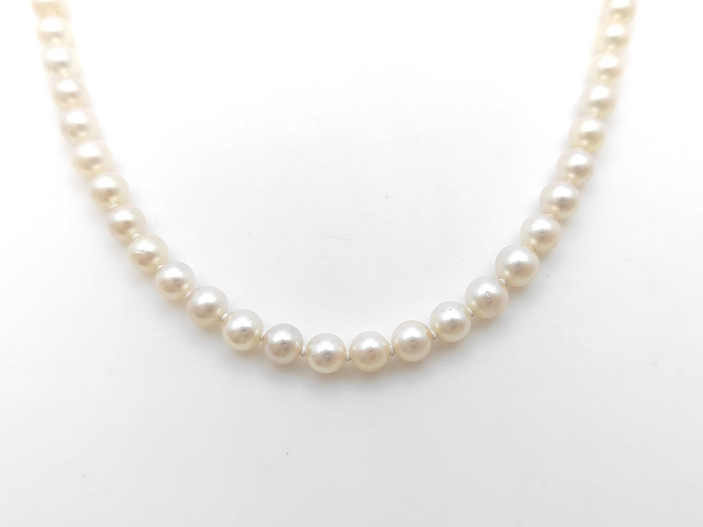 Pearl Necklace, Diameter: Approx. 6.1-6.5mm, Sterling Silver, 21.2g 
