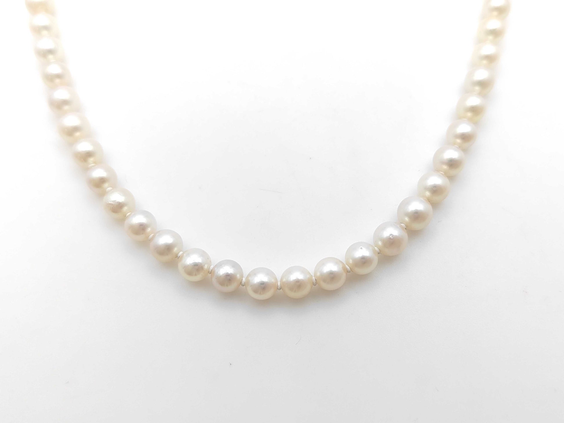 Pearl Necklace, Diameter: Approx. 6.1-6.5mm, Sterling Silver, 21.2g 