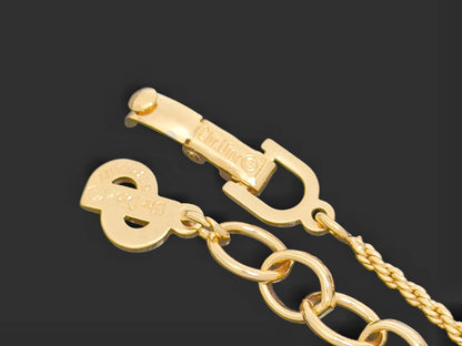 Dior Christian Dior Gold & Black Pendant Necklace with Logo and Plate Design, Made in GEARMANY Engraving, 11g