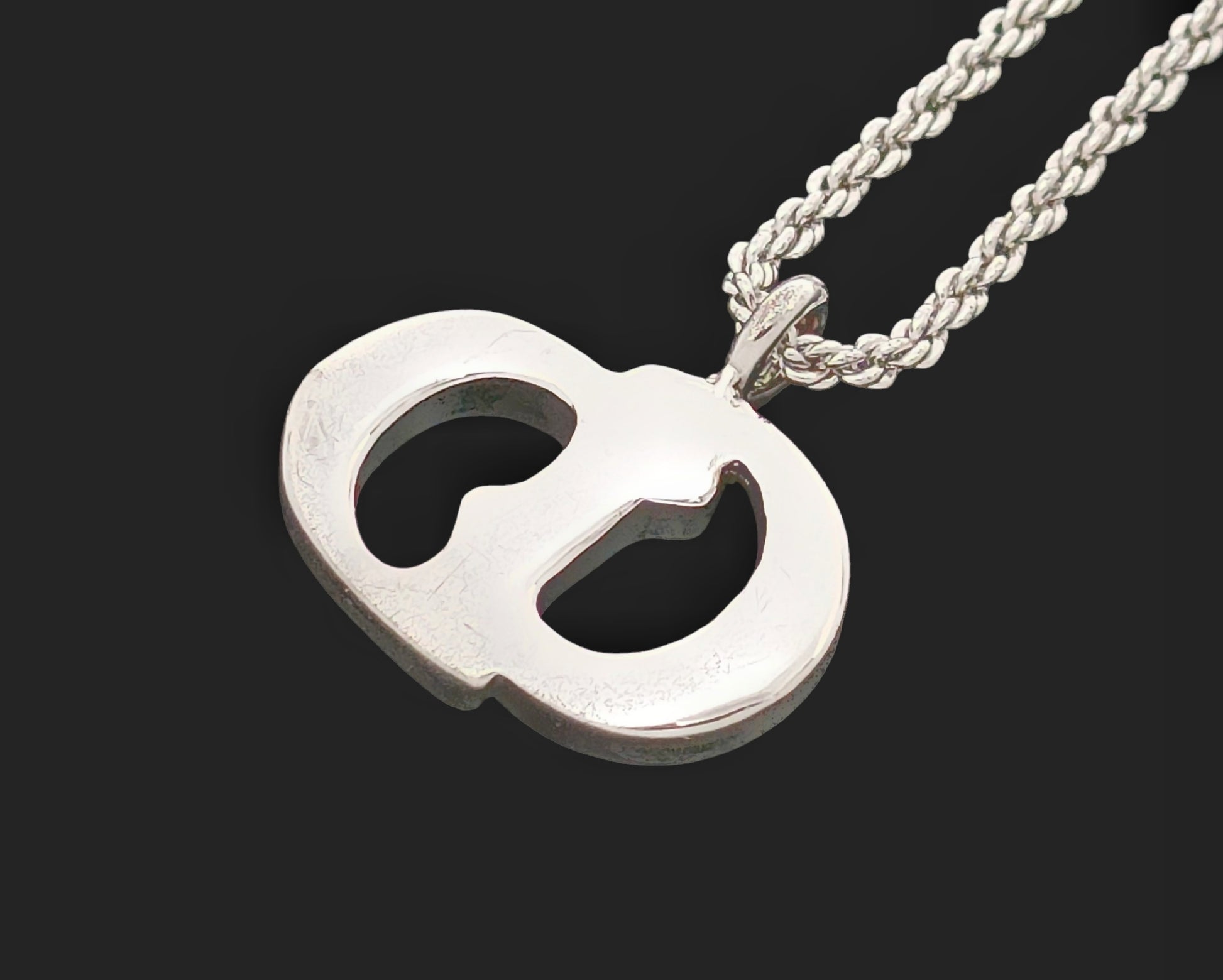 Dior Christian Dior Silver Color Large Logo Pendant Necklace 6.5g Necklace