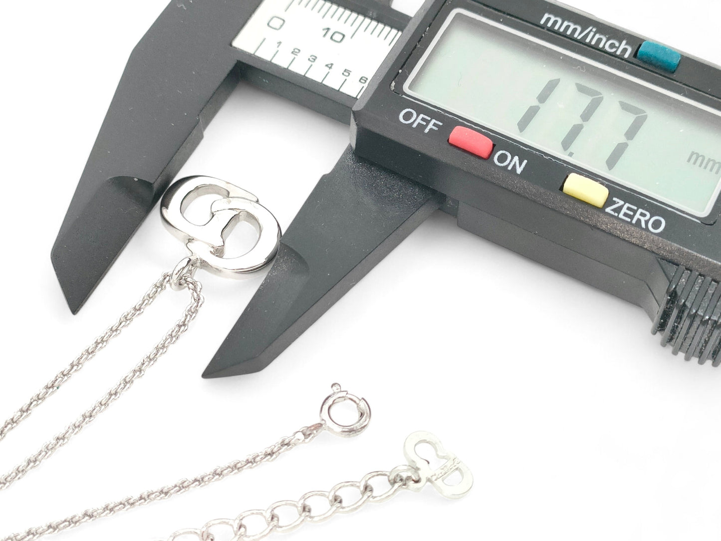 Dior Christian Dior Silver Color Large Logo Pendant Necklace 6.5g Necklace