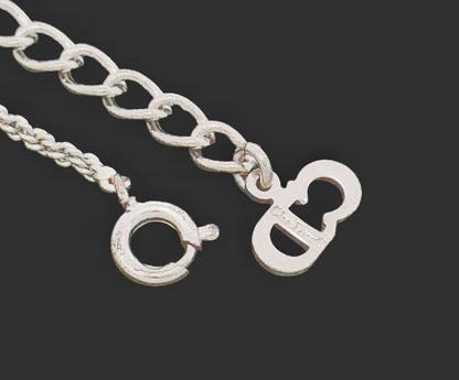 Dior Christian Dior Silver Color Large Logo Pendant Necklace 6.5g Necklace
