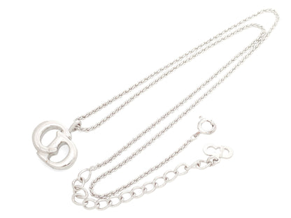 Dior Christian Dior Silver Color Large Logo Pendant Necklace 6.5g Necklace